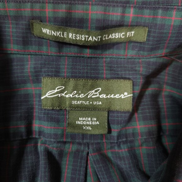 Eddie Bauer Button Shirt Mens 2XL Long Sleeve Plaid Wrinkle Resistant Classic - Picture 3 of 14
